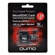 Карта памяти MicroSD 128GB Qumo UHS-I 3.0+SD адаптер