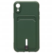 Чехол-накладка - SC304 с картхолдером для Apple iPhone XR (208676) (темно-зеленая) — 1