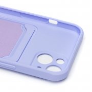 Чехол-накладка - SC304 с картхолдером для Apple iPhone 14 (светло-лиловая) — 2