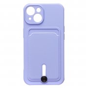 Чехол-накладка - SC304 с картхолдером для Apple iPhone 14 (фиолетовая)