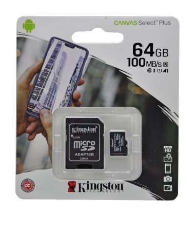 Карта памяти Kingston MicroSDHC 64GB Class 10 Canvas Select Plus A1 100MB/s — 1