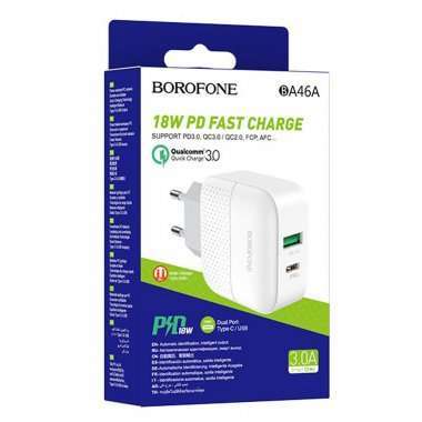 Сетевое зарядное устройство Borofone BA46A USB/Type-C (белое) &mdash; 2